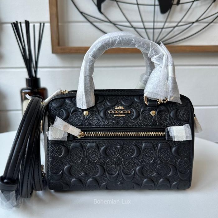 COACH Mini Rowan Satchel Crossbody Top Handle Pillow Bag In Embossed