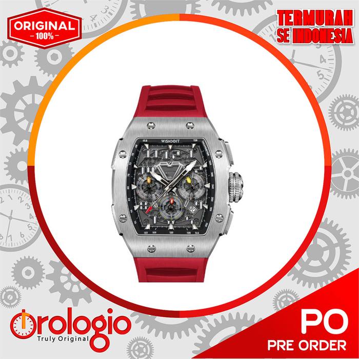 Jam Tangan WISHDOIT Racing GT Chrono Silvery (Red Strap)