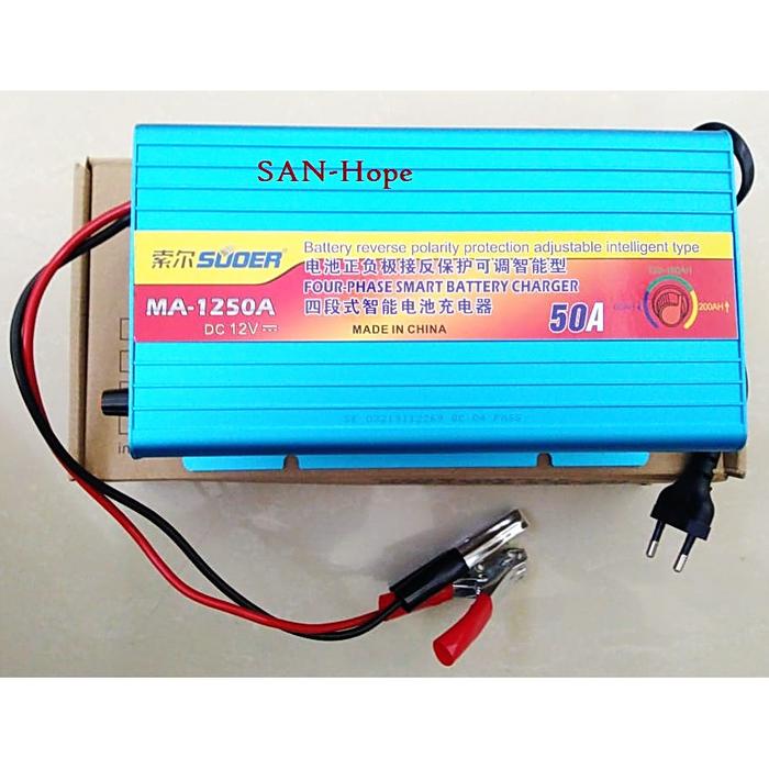 CAS CHARGER AKI OTOMATIS 50A 50 A SUOER Smart Fast Accu Charger