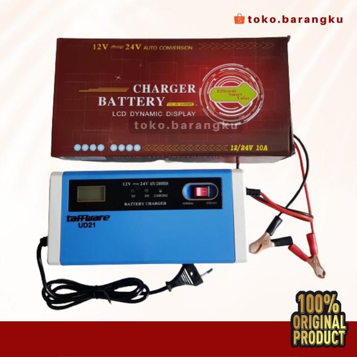 Charger Aki Mobil Truk Cas Aki Portable 10A 12V24V LCD Taffware UD21