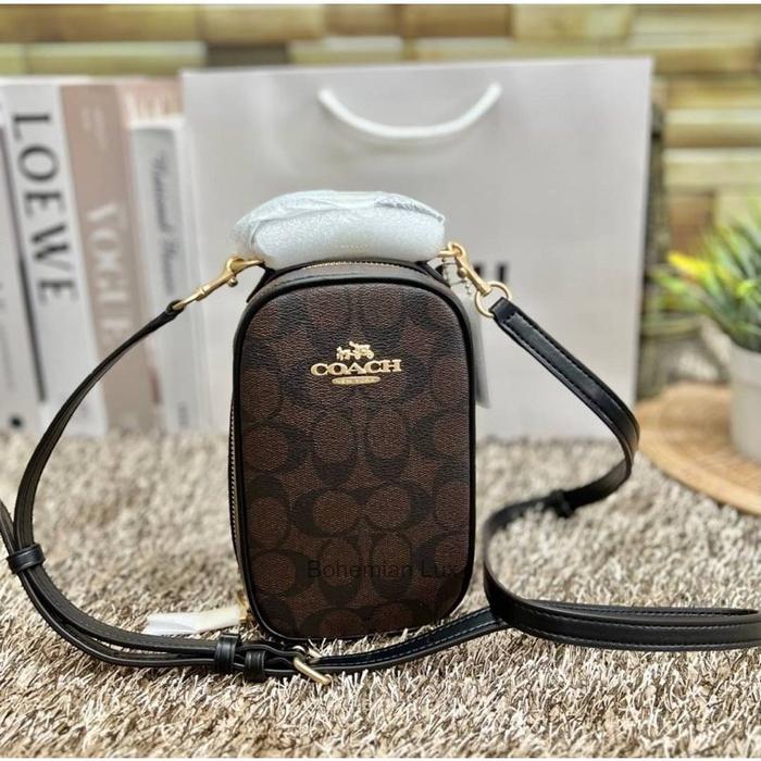 COACH Eva Crossbody Phone Bag In Mahogany Signature Canvas