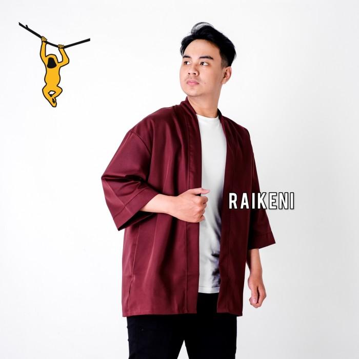 Kimono Pria Merah Maroon | Outer Pria | Jaket Pria | Cardigan Pria