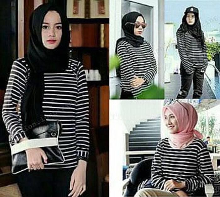[TOP ERLINDA OX]Blouse wanita spandek SALUR Stripe