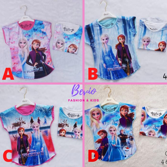 Kaos Anak Perempuan Frozen II Karakter Baju Elsa Anna Coco Ice Atasan