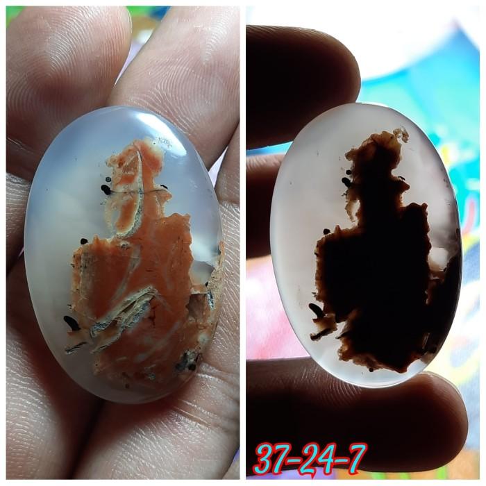 Natural Akik Batu Kristal Motif Gambar Baju Merah Samurai Jepang Antik