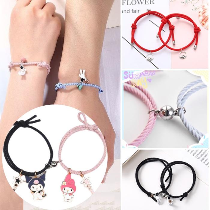 2Pcs Gelang Couple Magnet Gelang Tali Karet Magnet Astronot Kuromi