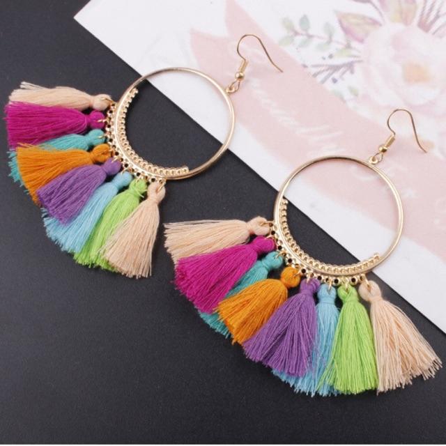 [Bayar Di Tempat] Anting Kait Gantung Bohemia Etnik Bohemia Rumbai