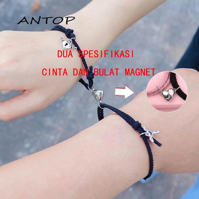 2Pcs Gelang Couple Magnet Pasangan Bracelet Cinta Kunci Gelang Kapel