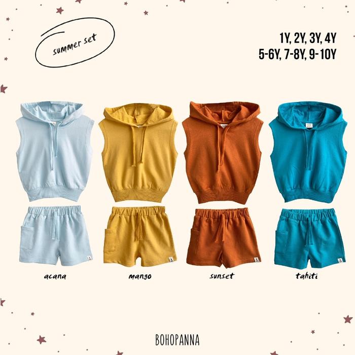[RAMADAN SALE] BOHOPANNA - SUMMER SET - Setelan Anak Lengan Pendek