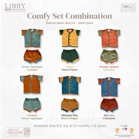 LIBBY Comfy Set Pendek Libby Earth Series Setelan Pendek Setelan Libby