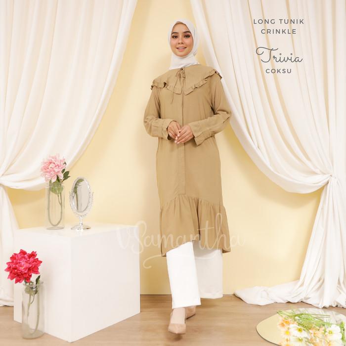 Tunik Terbaru Long Tunik Trivia Crinkle Bahan Rayon Premium Adem Busui