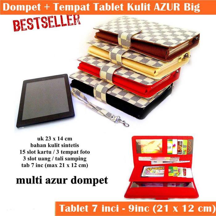 grosir Dompet wanita hpo tablet 7 / 8 inch Motif Kotak Cream red