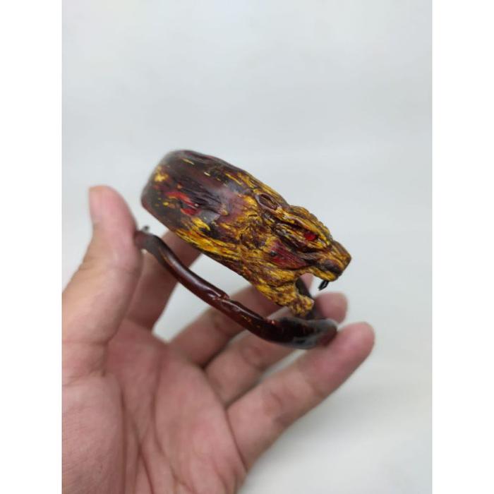 Gelang Akar Bahar Merah Ukir Macan