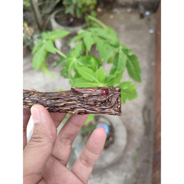 Pipa once liwung macan ukir naga padudan panjang 16cm