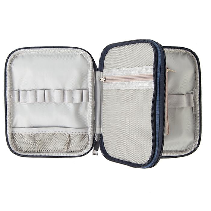Blue Double-layer Crochet Hook Case Two layer Crochet Hook Bag Denim