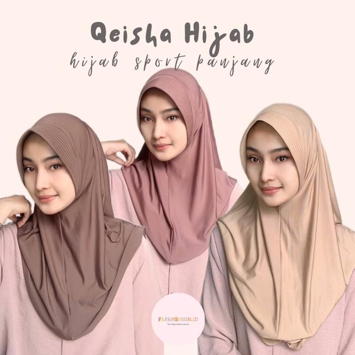 [ . ] Qeisha Hijab | Hijab Sport Panjang | Bergo Sport