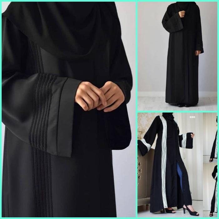 Exclusive Casual Abaya Hitam Polos Turkey Abaya Fatimah Bahan JetBlack