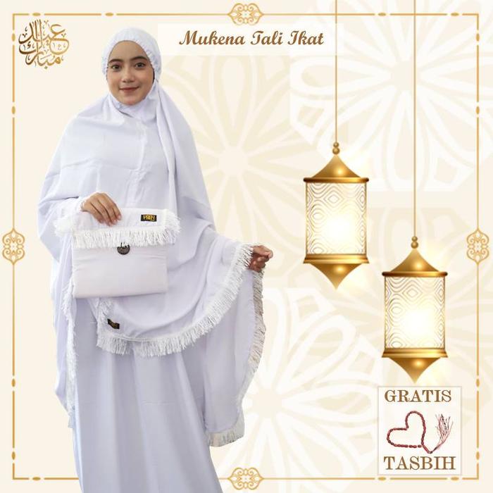 Mukena Dewasa Mewah Terbaru 2021 Putih Polos Tali Ikat Silky Premium