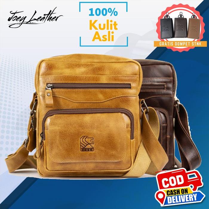 Tas Selempang Bahu Sandang Samping Kulit Asli Pria Bapak Cowok Dewasa