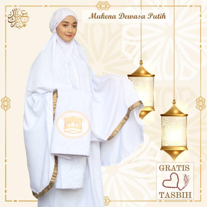 Mukena Dewasa Travel Terbaru 2022 Putih Polos Tali Ikat Silky Premium
