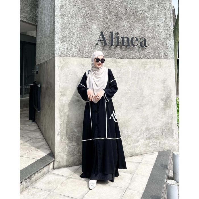 Abaya Hitam Turkey Saudi Outer Inner 2in1 Bahan Jetblack Kombinasi
