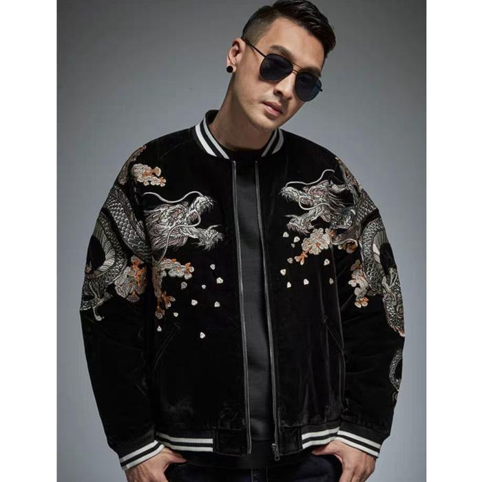 Harajuku dragon velvet jaket yokosuka sukajan(',')(',')