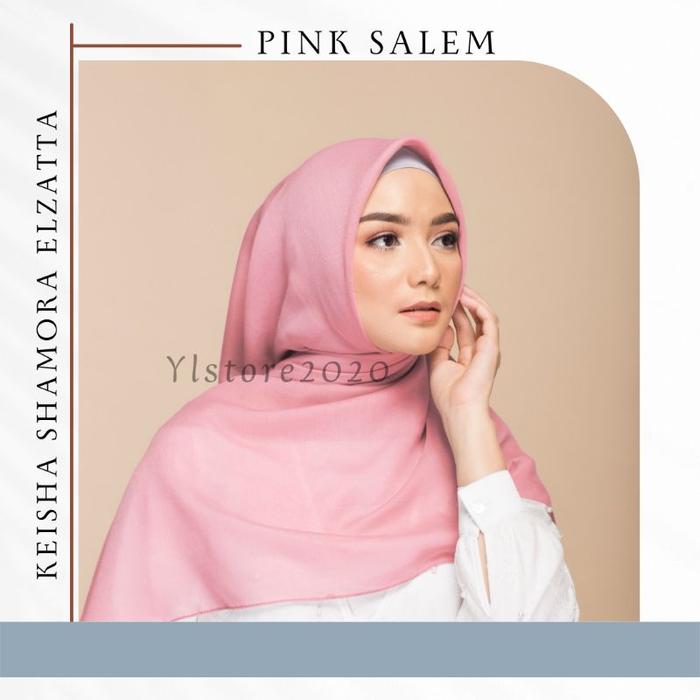 Hijab Segi Empat Warna Pink Salem Scarf Polos Elzatta(',')