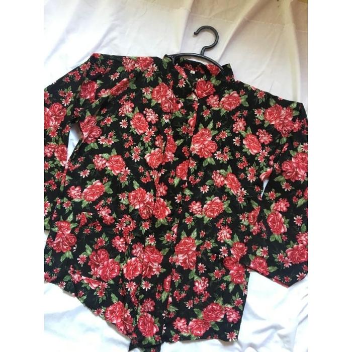 Ready Atasan Tradisional / Surjan Kembang Dewasa Warna Merah | Baju
