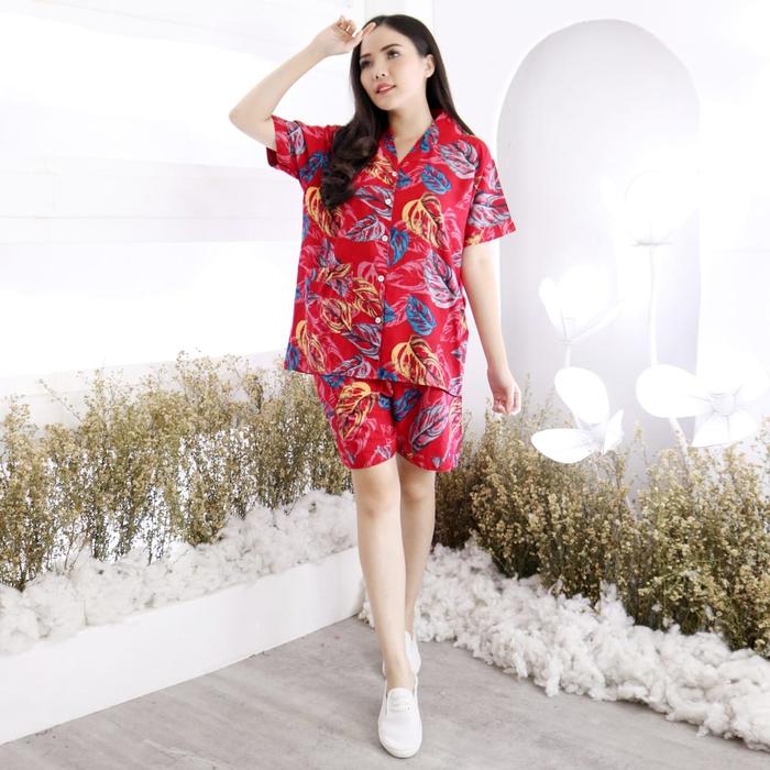 Set Piyama Tie Dye CP HP Narita Size XL & XXL Motif Daun Janda Bolong