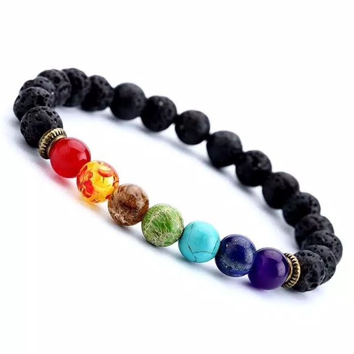 Gelang 7 Cakra Batu Chakra Stones Healing-Balance-Energi Lava -