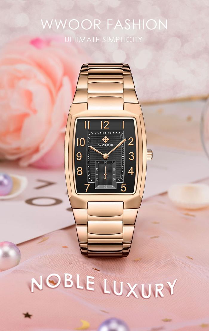 WWOOR Jam Tangan Emas Baru Jam Tangan Wanita Jam Tangan Gelang Wanita
