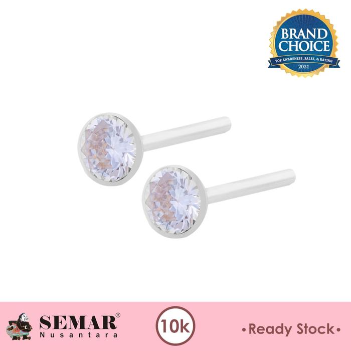 Anting Tindik Emas Batu Putih White Gold 10K Semar Nusantara