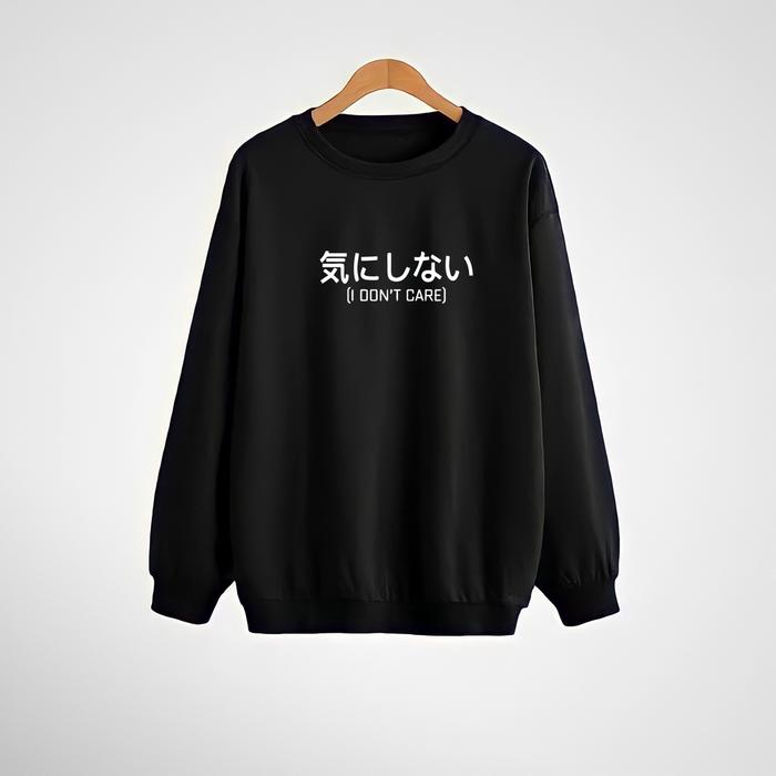 Sweater Pria Distro Japan Crewneck Hitam Sablon Suiter Cowok Jumbo