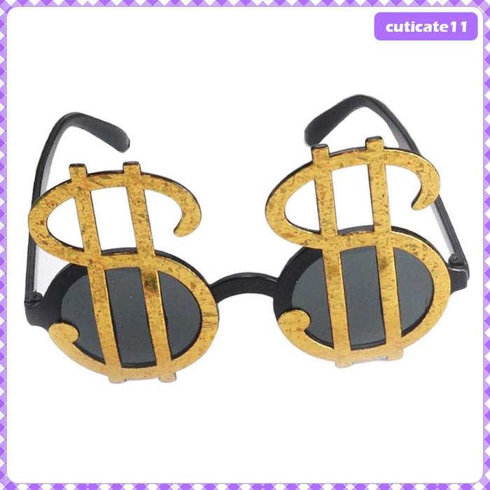 [Cuticate1] Kacamata Hitam Uang Tanda Dolar Emas Unisex Pesta Meriah