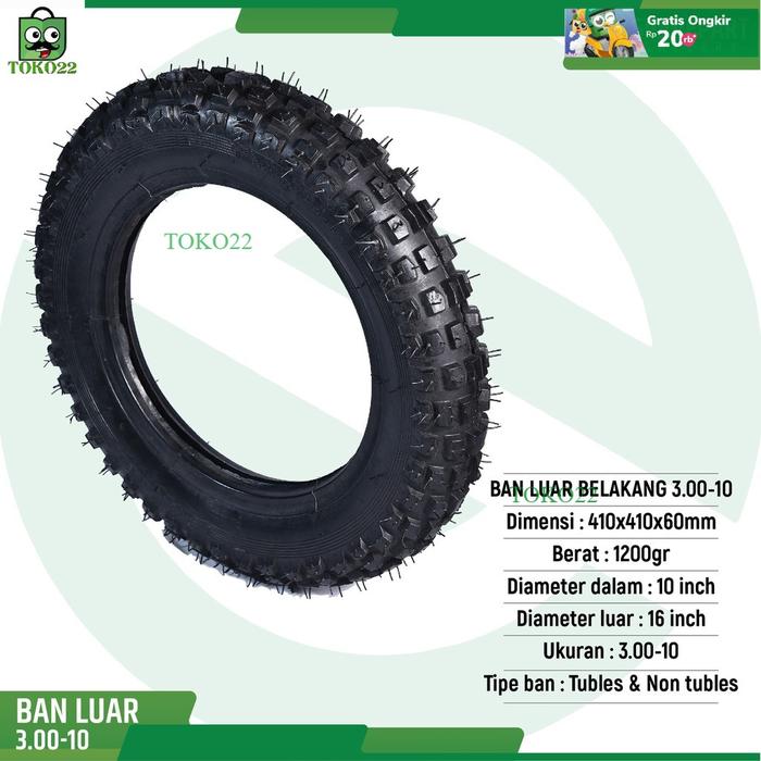 Ban Belakang luar 3.00-10 skuter listrik Mr.Jackie type XCross