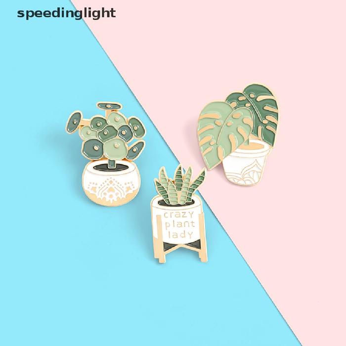 Nazlaili~ Bros Pin Enamel Desain Tanaman Pot Monstera Sansevieria