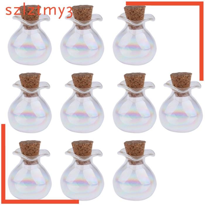 (Yolo) 10Pcs Botol Kaca Transparan Dengan Sumbat Gabus