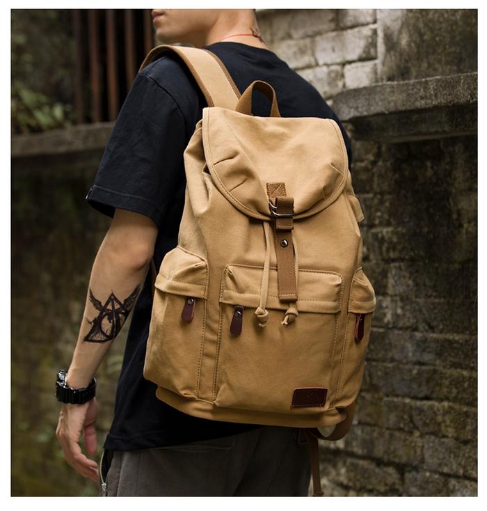 TANGHAO Canvas Backpack Unisex Vintage Casual Rucksack 17inch Laptop