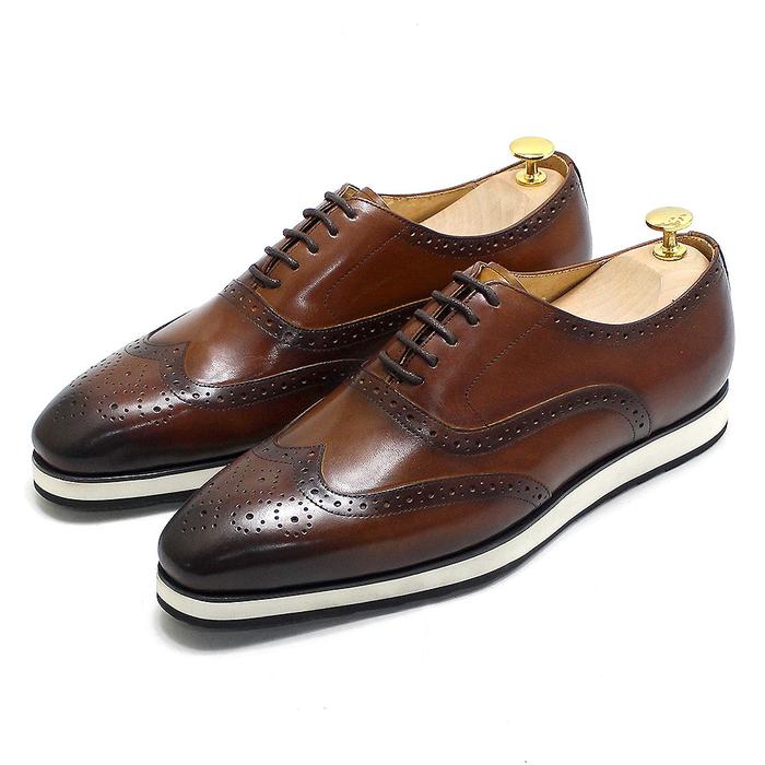 Summer Autumn Genuine Leather Wingtip Platform Mens Oxford Shoes