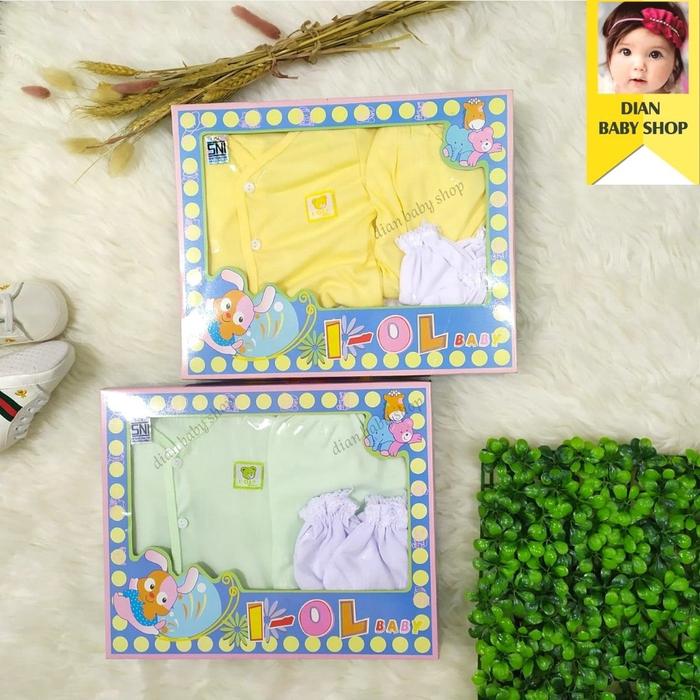 Paket Kado Bayi MURAH - Baby Set [ I-OL BIRU ] - Baju Set Box .