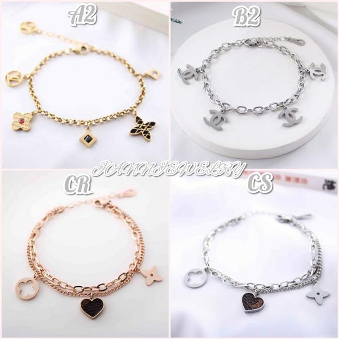 Gelang Tangan Rantai Titanium Asli Fashion Korea Simple Huruf Anti