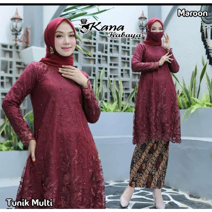 Permata Olshop / Setelan Kebaya Tunik Tulle Modern / Kebaya Kurung /
