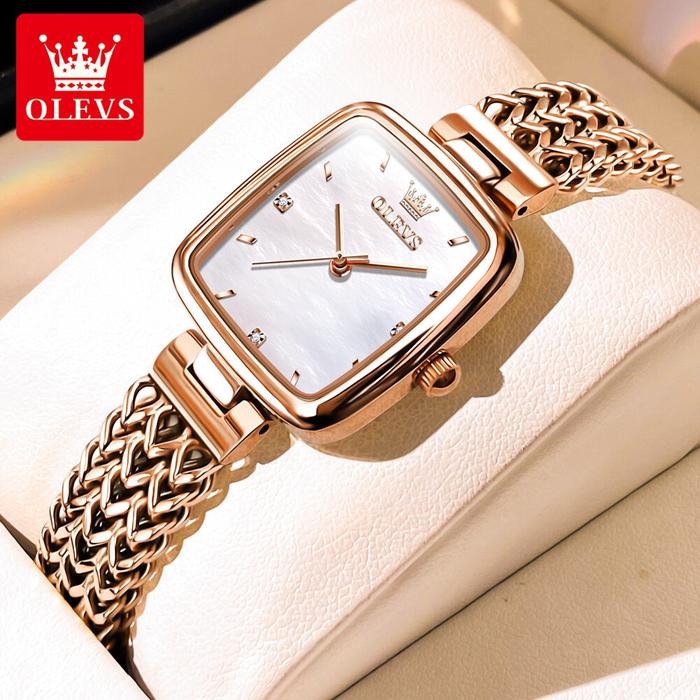 Olevs Merek Asli Elegan Cewek Terbaru Mawar Wanita Emas Jam Tangan