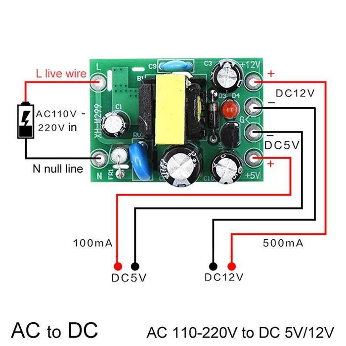 AM ~ Konverter AC-DC Mini, Papan Modul AC110V 220V Ke DC 12V