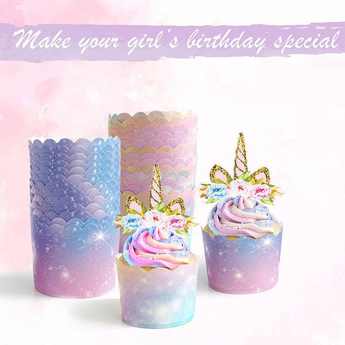 AM ~ Mangkuk Cupcake Pelangi, 50 Buah untuk Memanggang