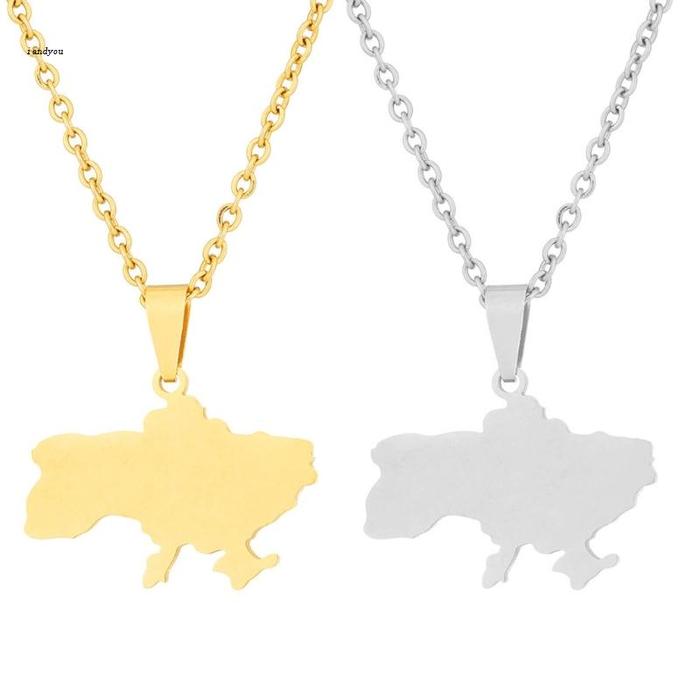 ✿ Kalung Liontin Peta Ukraina Ukraina Tren Perhiasan Etnik Vintage