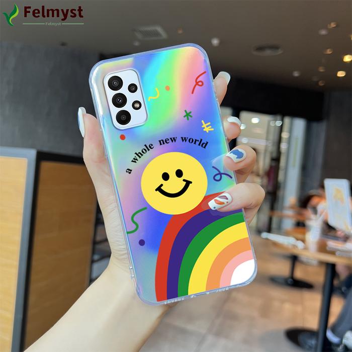 Sarung Ponsel Laser Pelangi, Untuk Samsung Galaxy A22 M22/A22