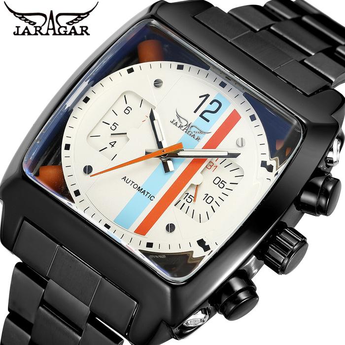 Jaragar Jam Tangan Otomatis Fashion Pria, Jam Tangan Kalender Mewah