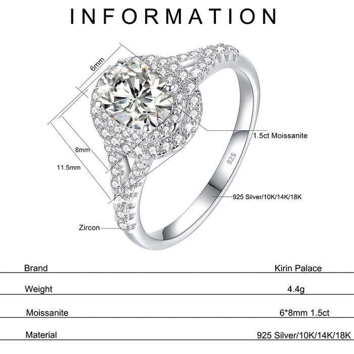 Kirin Palace 1.5CT Elongated Oval Moissanite 18K 14K 10K 585 Rose