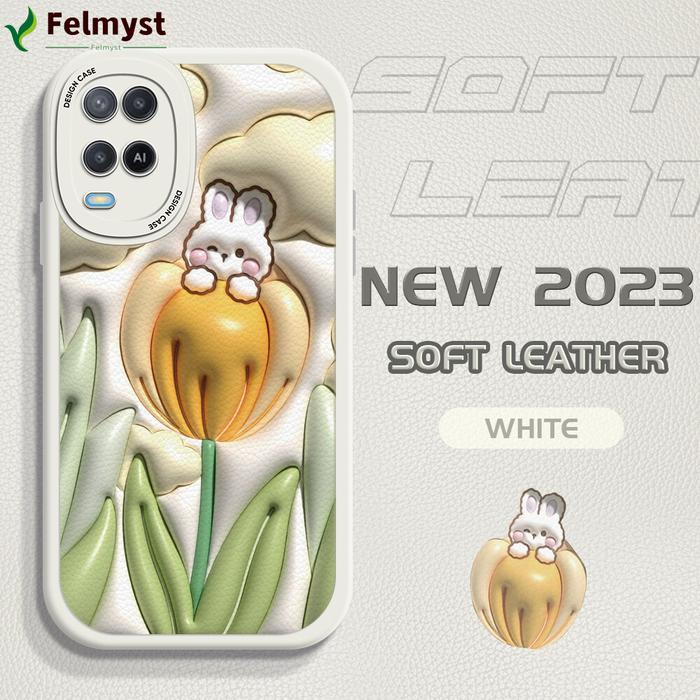 Casing Kartun Stereoskopik Bunga Kelinci 3D, Casing Untuk Oppo A52 A92